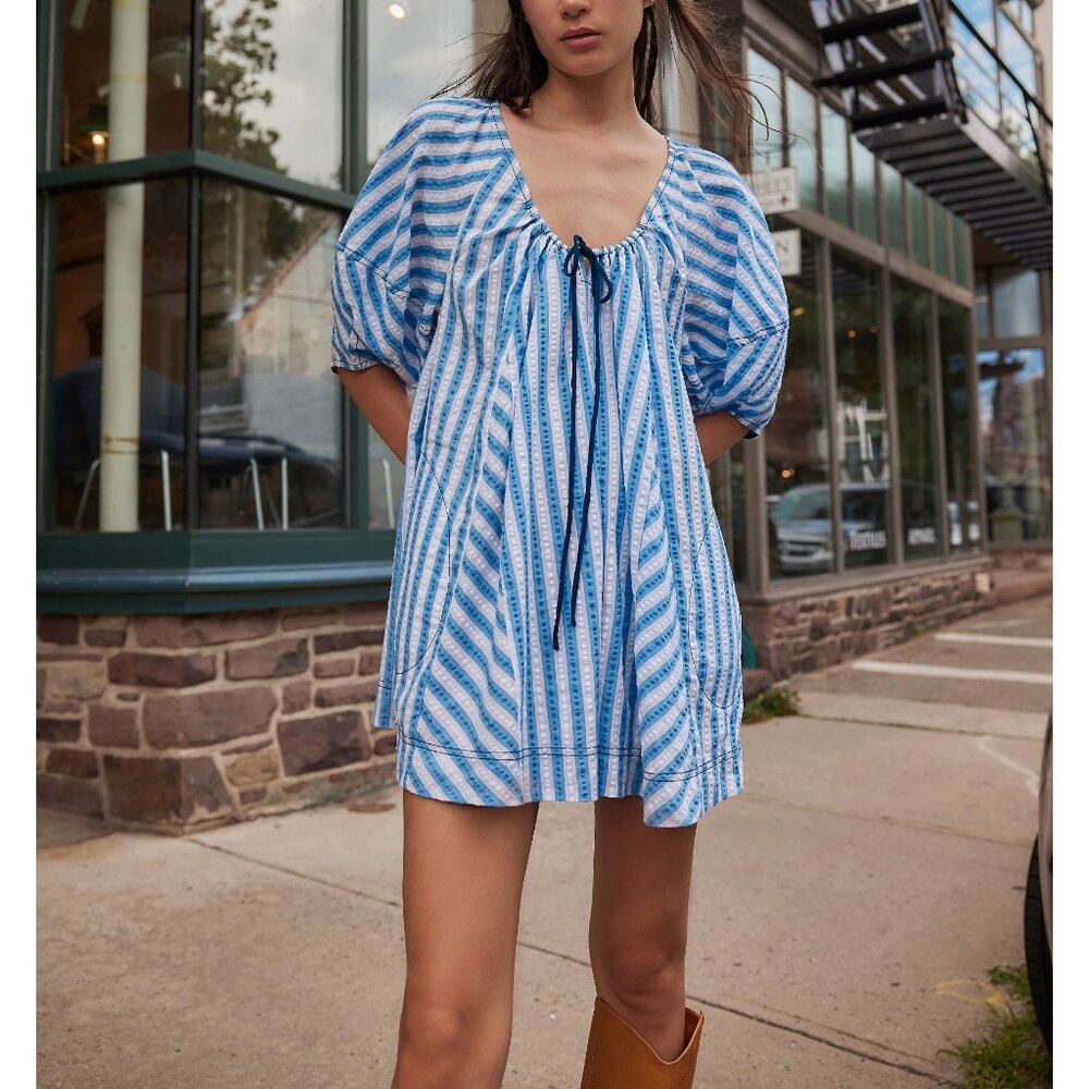 Free People Sky Blue and White Striped Romper - Picture 5 of 9